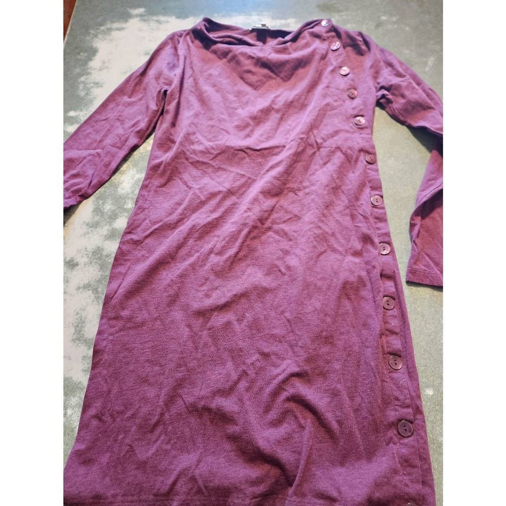 Tyler Boe Plum Button-Accent Midi Dress